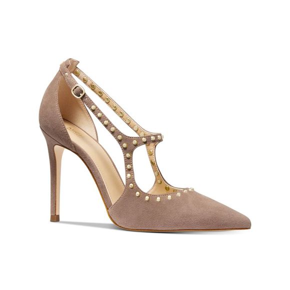 MICHAEL KORS Womens Pink Studded Ava Pointed Toe Stiletto Leather Pumps 5 M - Picture 1 of 4